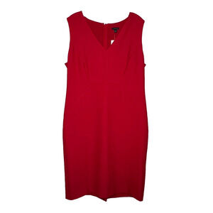 Ann Taylor Red V-Neck Sleeveless Sheath Dress NEW